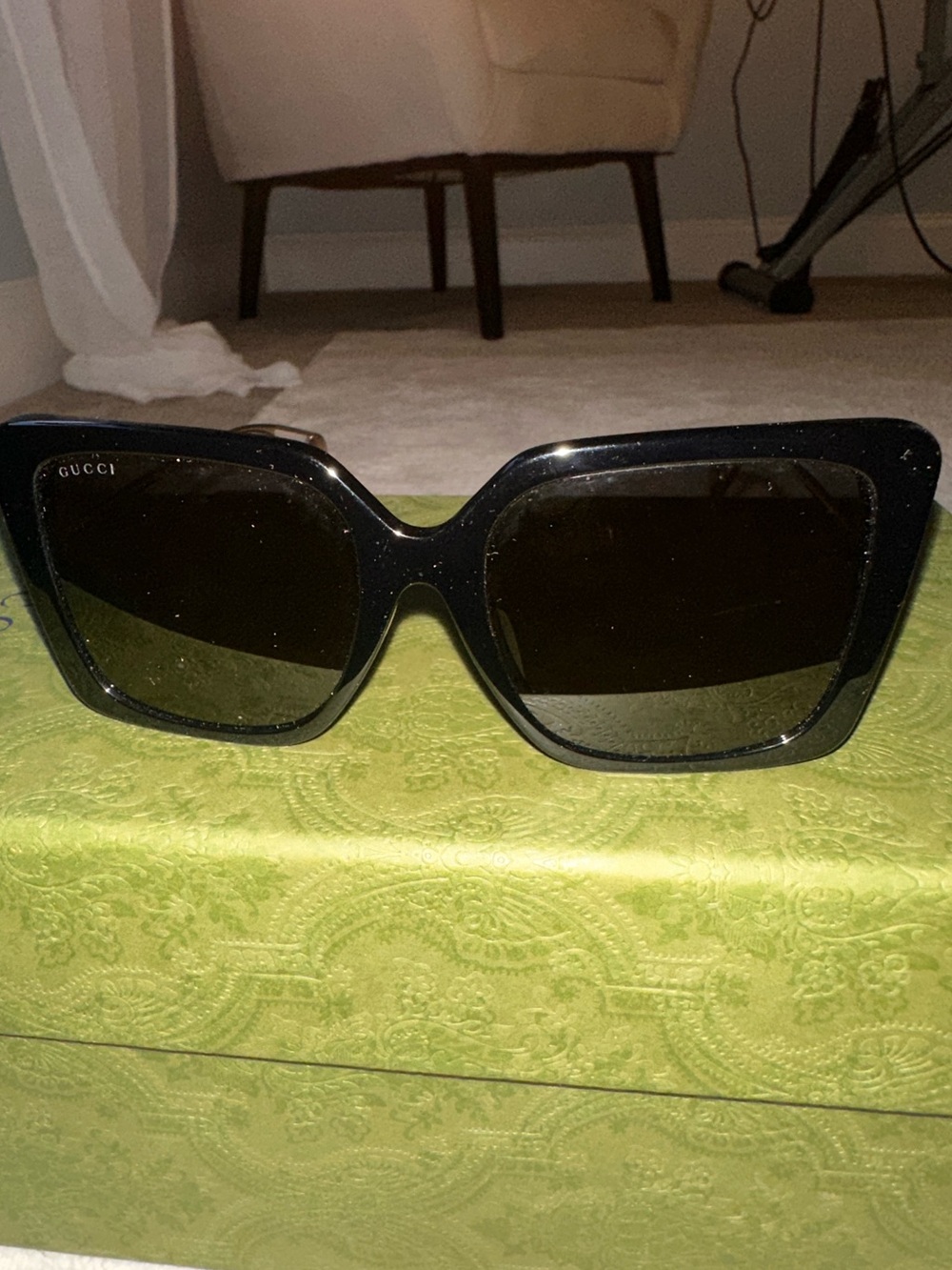 Gucci Black Oversized Square Frame Sunglasses